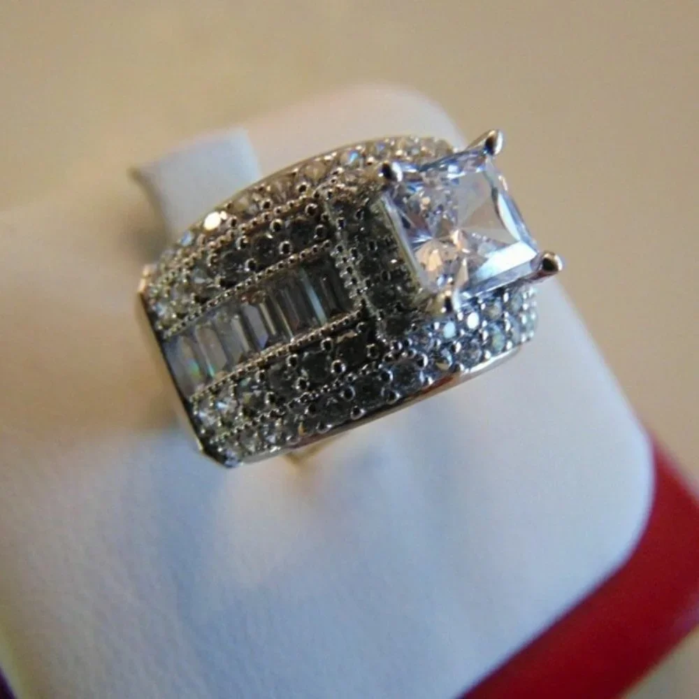 Large 11mm New Solid 14k white gold or yellow Gold Engagement Ring size 7